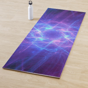 Tapis De Yoga Abstrait bleu et rose Tourbillonnant fractal