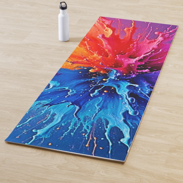 Tapis De Yoga Abstrait de projection de peinture dynamique (En situation)