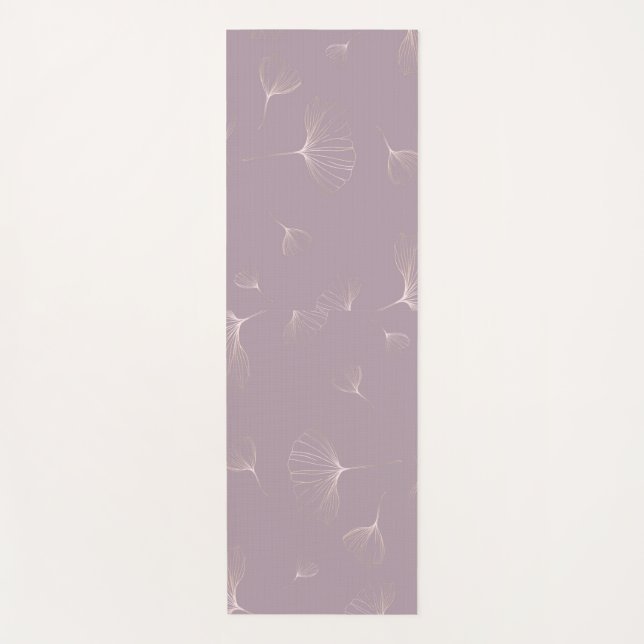 Tapis De Yoga Abstrait Ginkgo Biloba Rose Botanique Or (Devant)