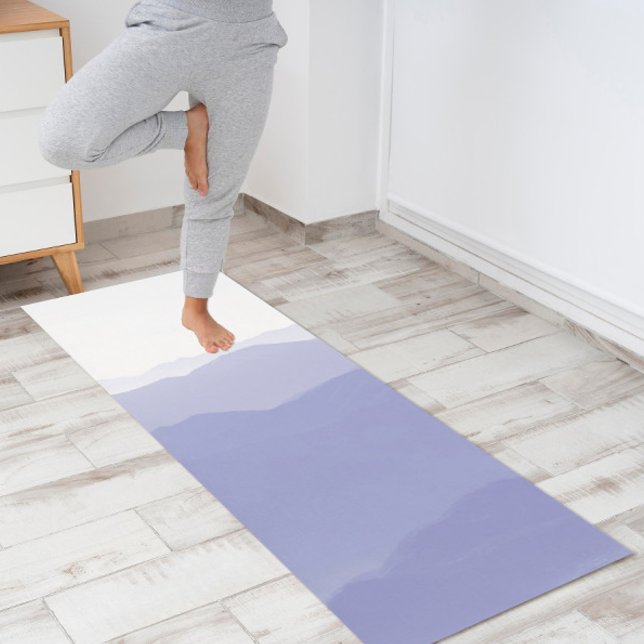 Tapis De Yoga Abstrait Mountain Moderne Élégant Périwinkle Blanc (Créateur téléchargé)