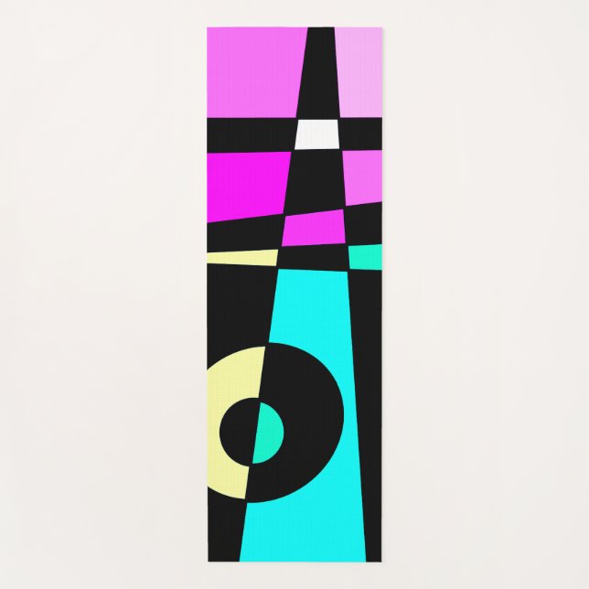 Tapis De Yoga Abstrait Surf Turquoise Hot rose jaune noir (Devant)