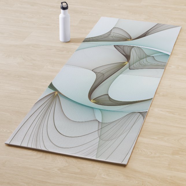Tapis De Yoga Abstrait Turquoise Brown Gold Elegance (En situation)