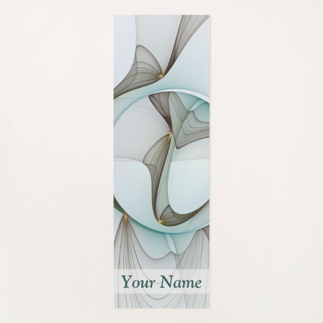 Tapis De Yoga Abstrait Turquoise Brown Gold Elegance Nom (Devant)