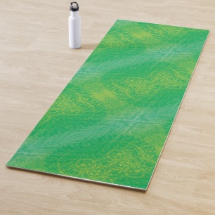 Tapis De Yoga Acceptation   Médaillons de saumons jaunes bleus