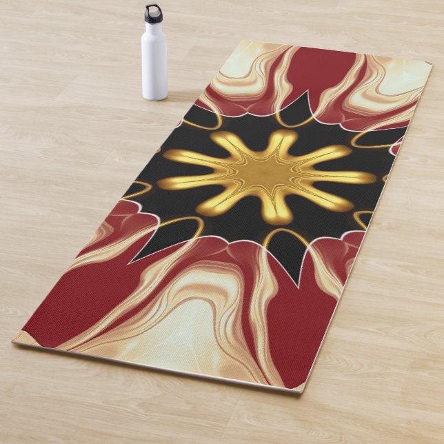 Tapis De Yoga Achempong: Starburst | Deep Crimson & Gold Luxury  (En situation)