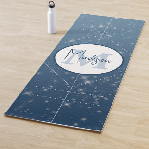 Tapis De Yoga Alignement bleu de monogramme personnalisé