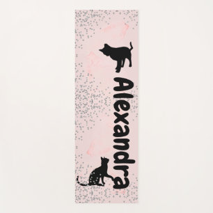Tapis De Yoga Amoureux de les chats Chats noirs Diamants Laver r