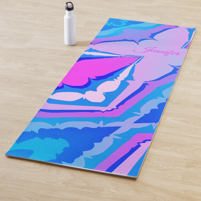 Tapis De Yoga Amusant moderne couleur violet bleu Cravate-teint  (En situation)