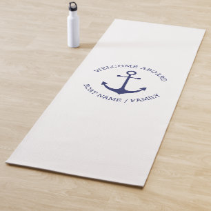 Tapis De Yoga Ancrage nautique blanc Nom personnalisé Bienvenue