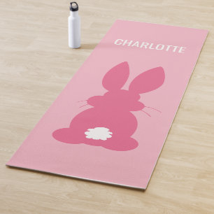 Tapis De Yoga Animal mignon personnalisé par silhouette rose de