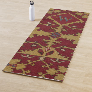 Tapis De Yoga Antique Monogramme Oriental Perse Motif rouge