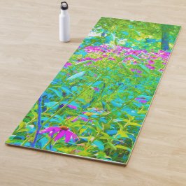 Tapis De Yoga Aqua Blue Impressionistic Garden Paysage