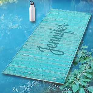 Tapis De Yoga Aqua Turquoise Blue Wood Personnalisé