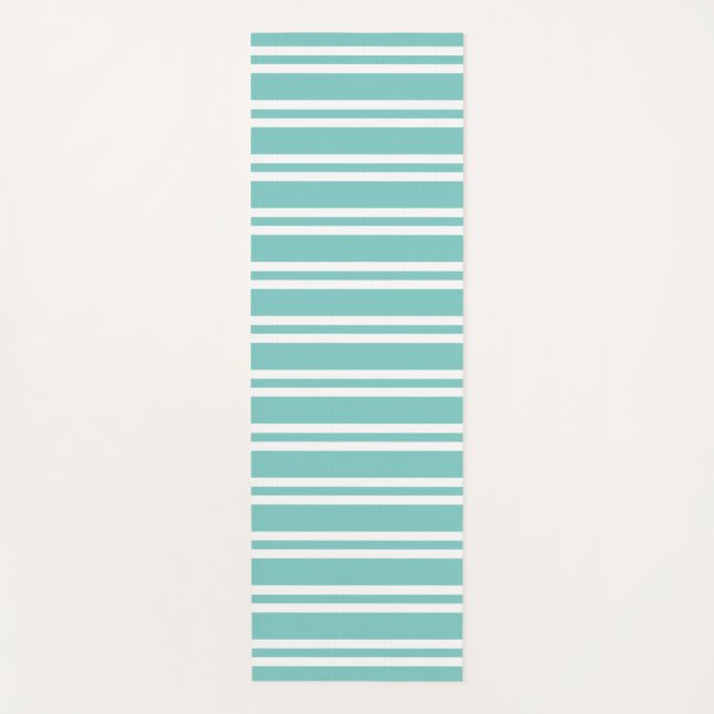 Tapis De Yoga Aqua Vert et blanc rayé (Devant)