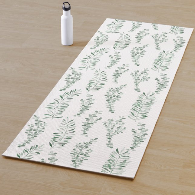 Tapis De Yoga Aquarelle botanique Verdure Feuille (Créateur téléchargé)