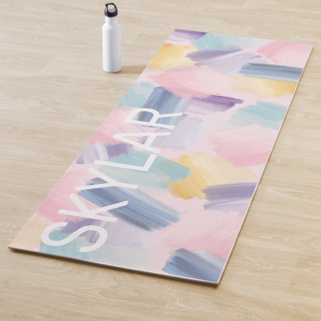 Tapis De Yoga Aquarelle brillante Abstraite : rose (En situation)