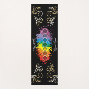 Tapis De Yoga Aquarelle de nom personnalisée Chakras alignés
