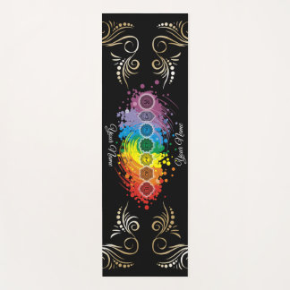 Tapis De Yoga Aquarelle de nom personnalisée Chakras alignés