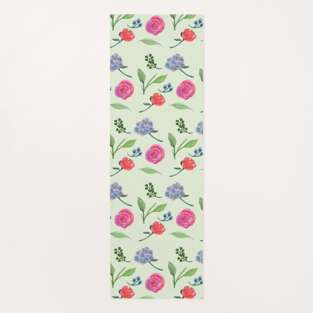 Tapis De Yoga Aquarelle Florale (Devant)