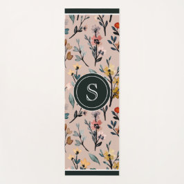 Tapis De Yoga Aquarelle florale Boho Rose poussiéreux