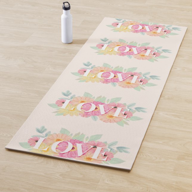 Tapis De Yoga Aquarelle florale Design (En situation)