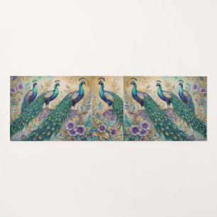 Tapis De Yoga Aquarelle florale Peacock