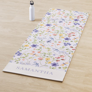 Tapis De Yoga Aquarelle florale personnalisée