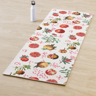 Tapis De Yoga Aquarelle grenade Motif de fruits méditerranéen