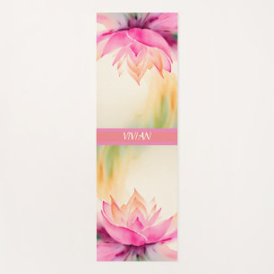 Tapis De Yoga Aquarelle Lotus Design Zen Abstrait