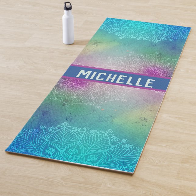 Tapis De Yoga Aquarelle Mandala (En situation)
