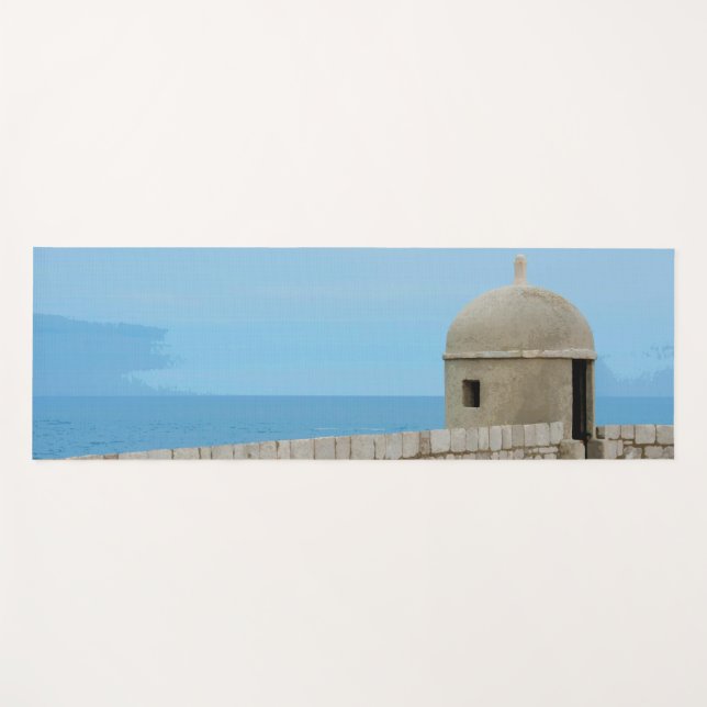 Tapis De Yoga Aquarelle peinture de la muraille de Dubrovnik (Devant (Horizontal))