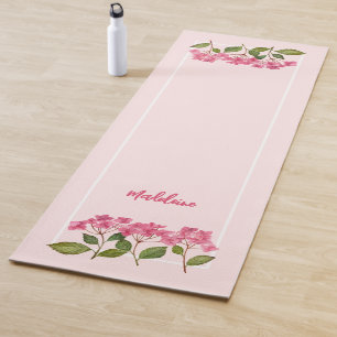 Tapis De Yoga Aquarelle rose Hydrangée Lacecaps Illustration