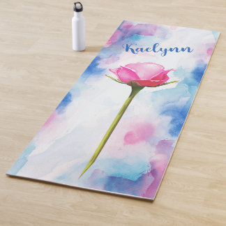 Tapis De Yoga Aquarelle Rose rose Personnalisé Yoga Mat