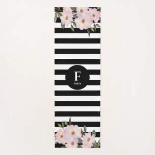Tapis De Yoga Aquarelle Roses roses Ballerina Grilles Monogramme