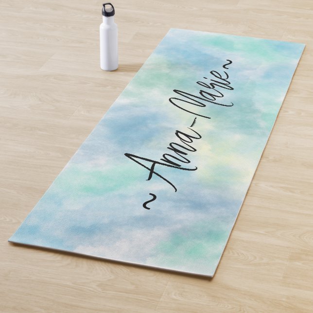 Tapis De Yoga Aquarelle verte (En situation)