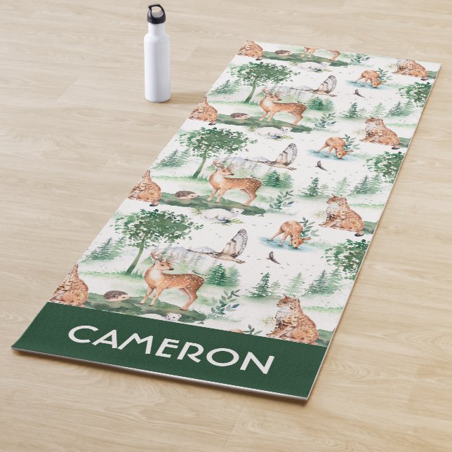Tapis De Yoga Aquarelle Woodland Baby Motif animal (En situation)