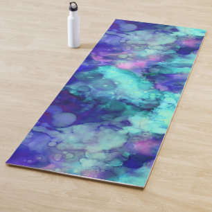 Tapis De Yoga aquarelles d'imaginaire bleu :