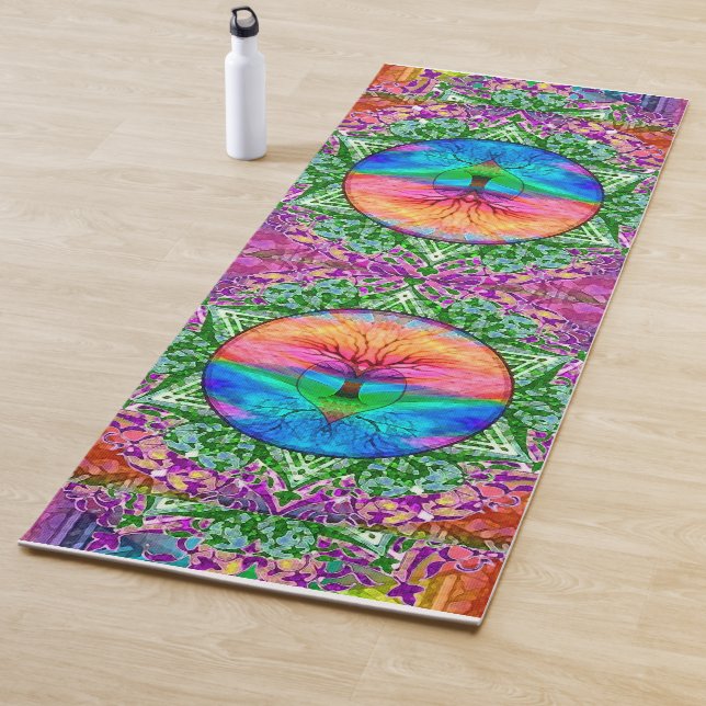 Tapis De Yoga Arbre d'arc-en-ciel de la vie (En situation)