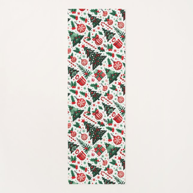 Tapis De Yoga Arbre de Noël, cadeaux, sucre de canne (Devant)