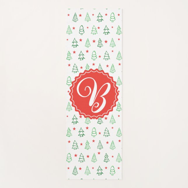 Tapis De Yoga Arbre de Noël rouge et vert (Devant)