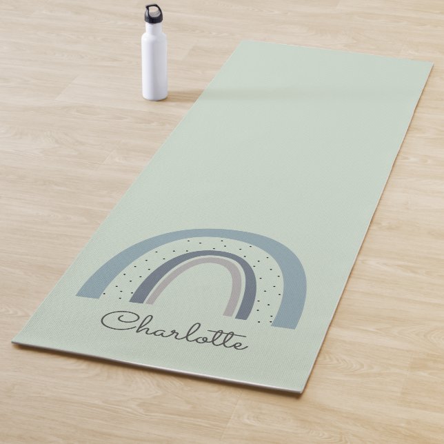 Tapis De Yoga Arc-en-ciel bleu-vert personnalisé (En situation)