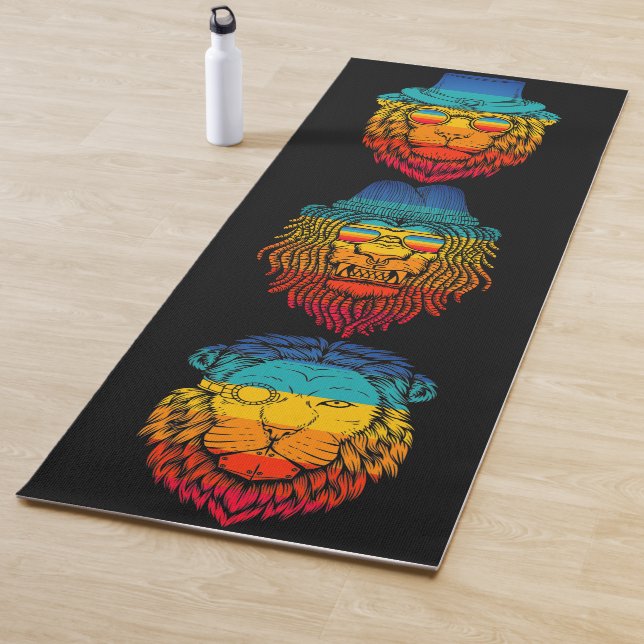 Tapis De Yoga Arc-en-ciel de tête de lion rétrograde (En situation)