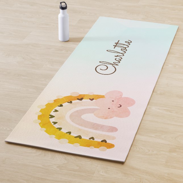 Tapis De Yoga Arc en ciel Whimsical Personnalisé (En situation)