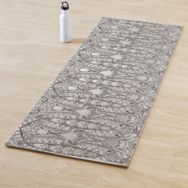Tapis De Yoga Argent Orné Moderne Yoga Mat (En situation)