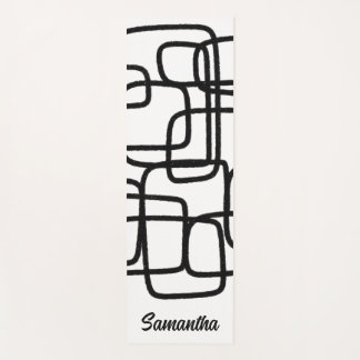Tapis De Yoga Art Abstrait Contemporain Noir Et Blanc