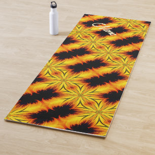 Tapis De Yoga Art Abstrait Jaune Et Brown Personnalisé