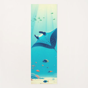 Tapis De Yoga Art côtier classique, raie manta