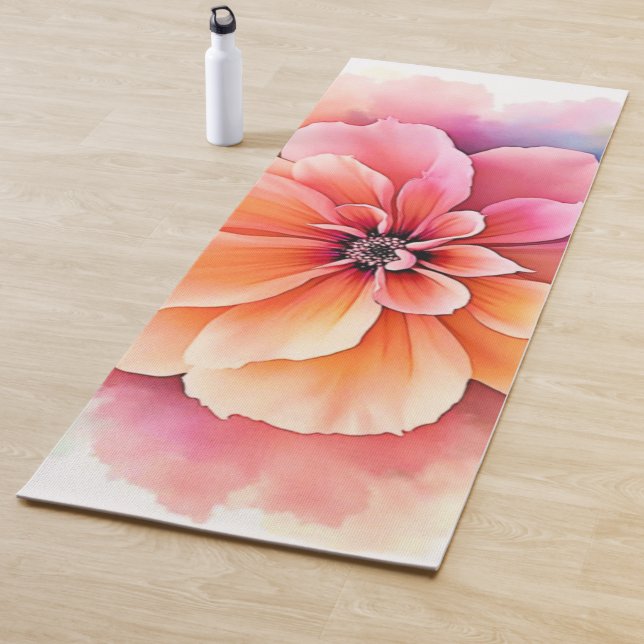 Tapis De Yoga Art floral dévoilé (En situation)