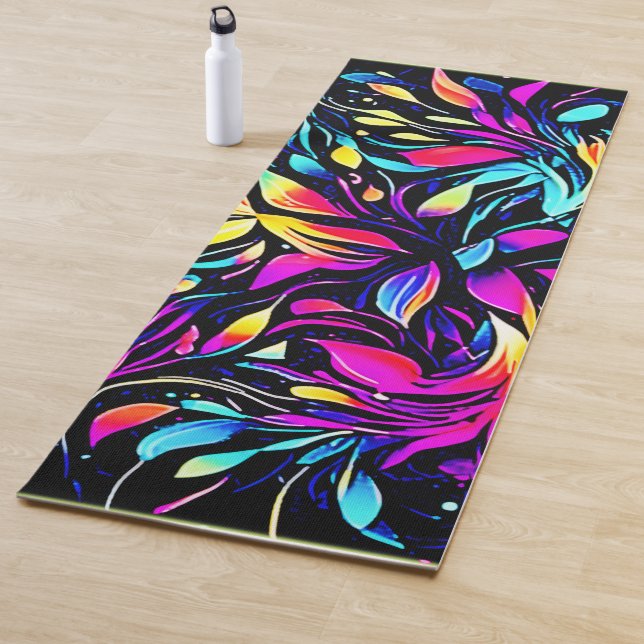 Tapis De Yoga Art floral Neon (En situation)