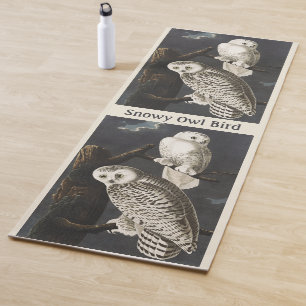 Tapis De Yoga Art oiseau de nuit vintage de la chouette blanche